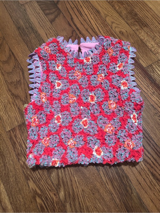 CeliaB Tops - Celia B Floral Crochet Top in Red and Purple-Small